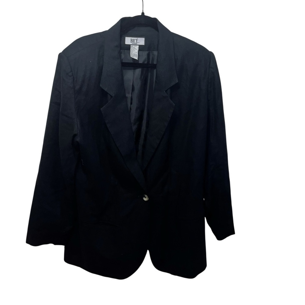 Bice woman classic black linen blend blazer jacket 16w like new